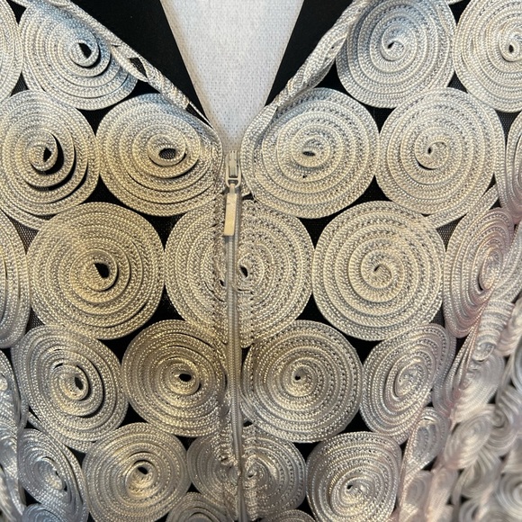 D&Y NWT Evening Jacket Black White Spiral Design Long Sleeve Size 1X - Picture 5 of 5